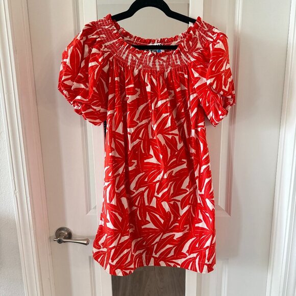 WHIT TWO Banana Leaf Off-The-Shoulder Tunic Dress Size Medium - Picture 1 of 5